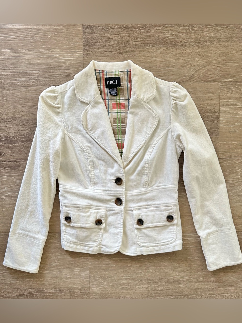 Rue21 Cream Corduroy 2-button Blazer